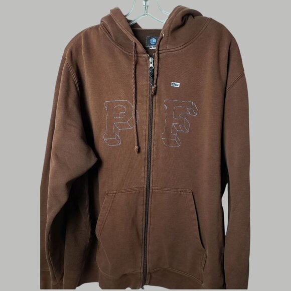 Paul Frank Vtg  Zip-Up Hoodie Fleece Lined With  Embroidery Brown Xlarge - Picture 8 of 13
